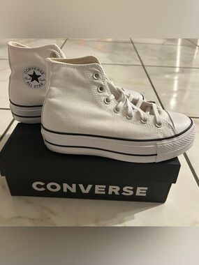Converse White High Top Platform Sneakers